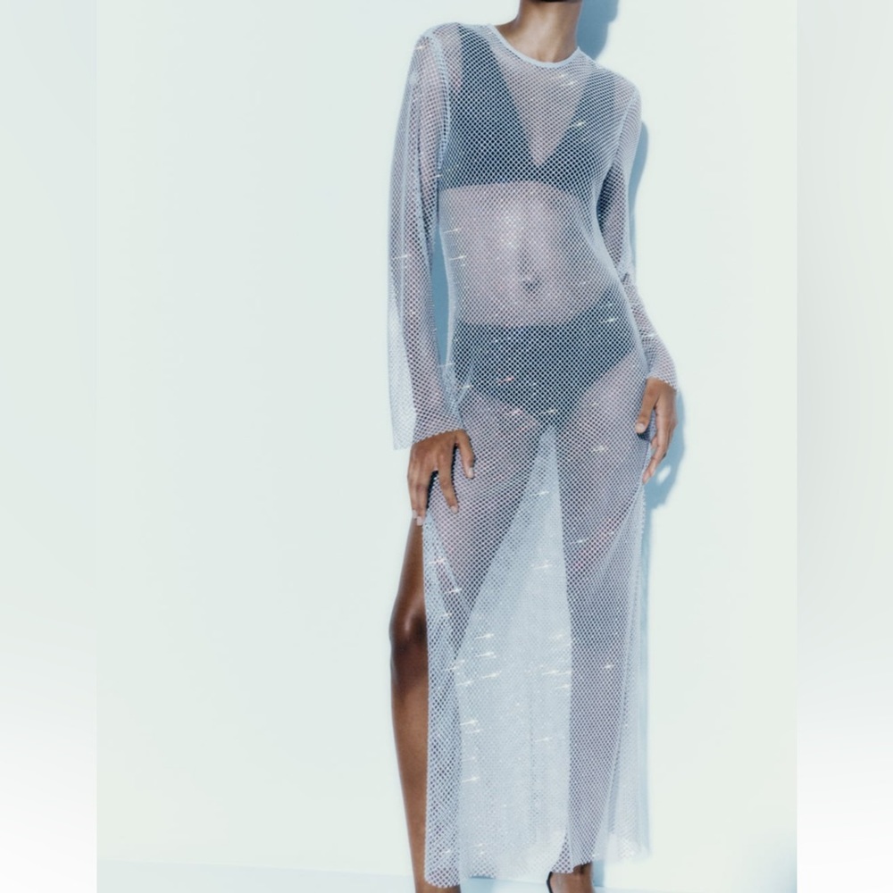 Zara rhinestone mesh dress